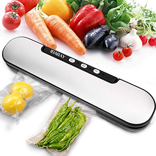 Preisvergleich Produktbild IDABAY Vakuumierer -platzsparend Kühlschranktür hängen,Vakuumiergerät Automatische Folienschweißgerät für Trockene und Feuchte Lebensmittel Fleisch Frisch mit 5 Extra Vakuum-Beutel für Konservierung