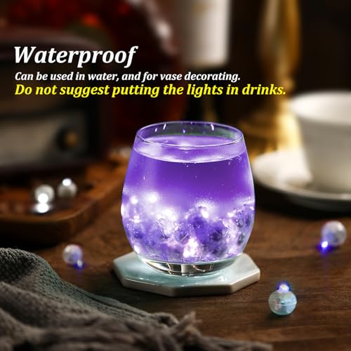 Image of ZGWJ 100PCs Purple Balloon Lights Mini, Battery Powered, Long Standby Time Waterproof Tiny Led Round Flash Light for Paper Lantern Balloon Party Easter Eggs Wedding Christmas Halloween Decorations