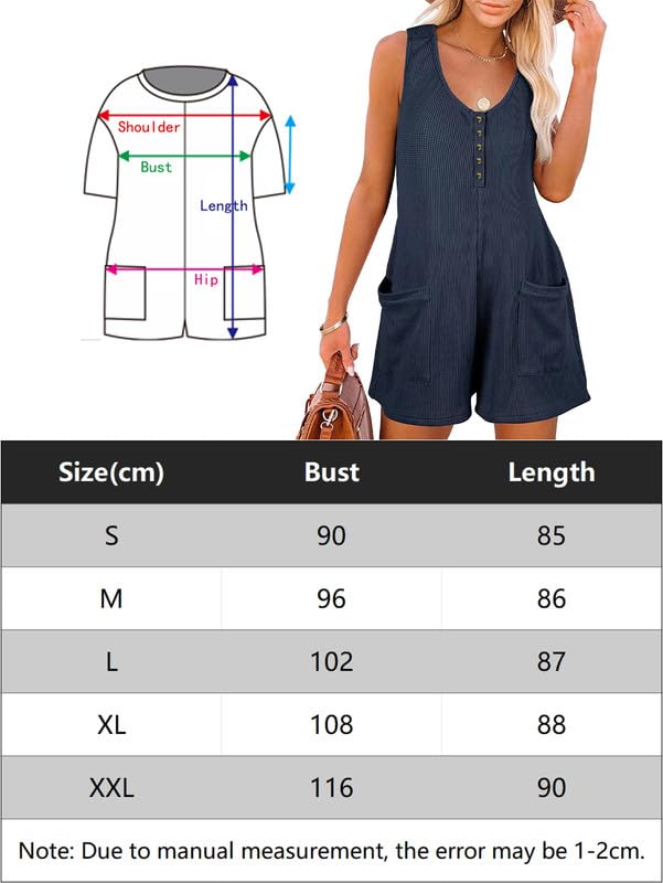 Salopette Donna Estiva Tuta Corta Senza Manica Scollo a V Casual Allentata Jumpsuit con Tasche Pezzo Unico Gamba Larga Tute Elegante Pagliaccetto Spiaggia Vacanza Outfit
