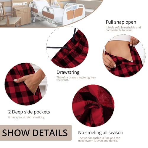 Unisex Tearaway Pajamas Post Surgery Recovery Tear Away Pants 2 Side Snap Open Bottom Loose Fit Pants with Pockets4