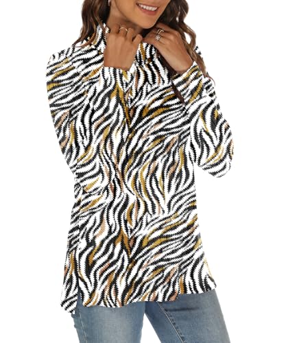 Image of Women Sweaters Turtleneck Long Sleeve Tunic Tops Fall Lightweight Pullover Sweater