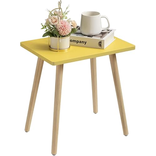 FORAOFUR Side Table, Small End Table Accent Table Living Room Bedroom Balcony Office, Modern Side Table Bedside Table Home Decor, Easy Assembly, (Yellow, 15.75D x 11.8W x 16.54H in)