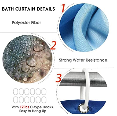 ZDDWLDL 4-Teilig Duschvorhang Set Mit Rutschfesten Teppichen Toilettendeckel Und Badematte Wasserdicht Farbfest Schimmel… – Bild 6