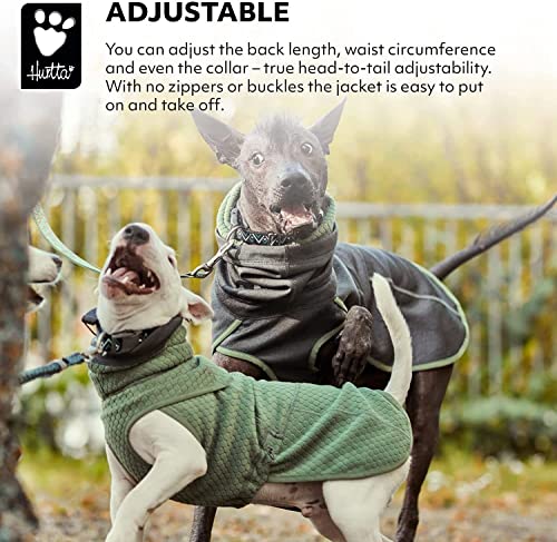 Hurtta Razzle-Dazzle Midlayer Jacke für Hunde, verstellbar, wendbar, Pull On, unter Regenmänteln und Wintermänteln zu verwenden - Blackberry/Grau-Grün 40 cm