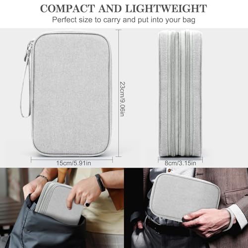 Image of FYY Electronic Organizer, Large Travel Cable Organizer Bag Pouch Electronic Accessories Carry Case Portable Waterproof Double Layers All-in-One Storage Bag for Cable, Cord, Charger, Phone, Grey