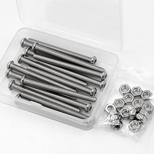 (15 Sets) M6-1.0 x 70 mm Hex Socket Screws and Nuts Set 304 Stainless Steel 18-8 Round Head Screws, Silver, M6 x 70mm - Image 3