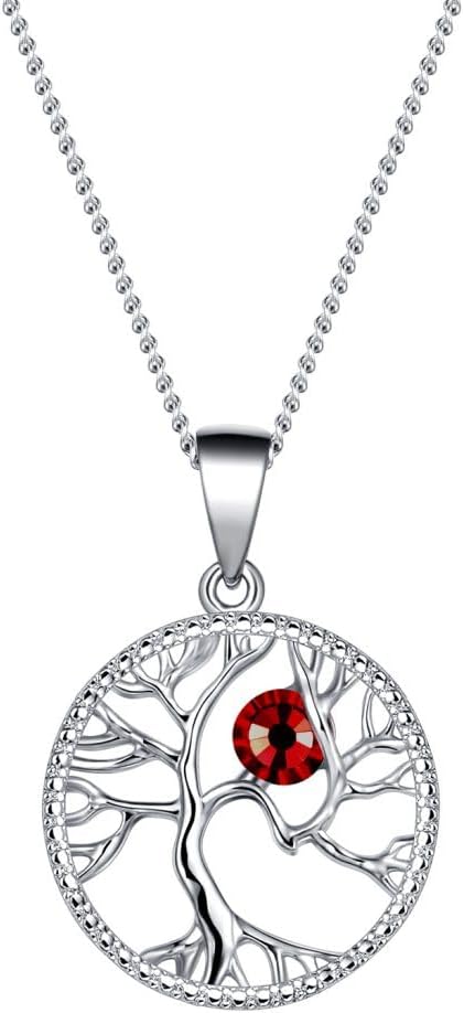 Swarovski Tree of Life Birthstone Gem Pendant Necklace Birthday Gift For Her