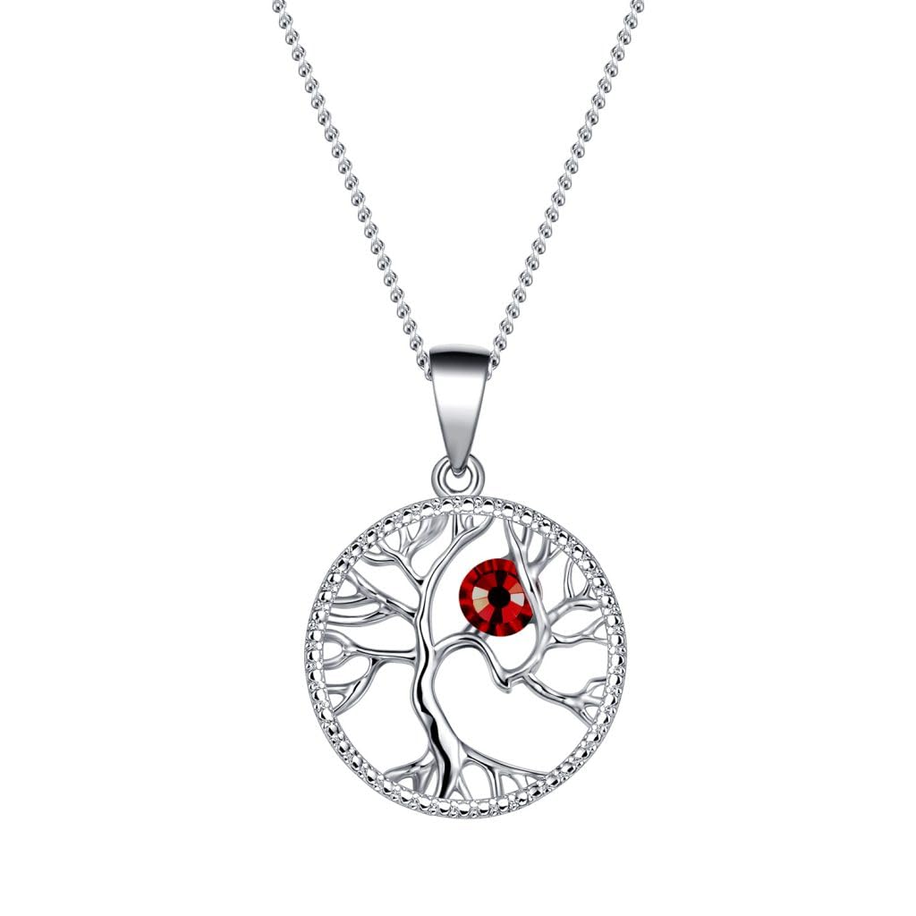 Swarovski Tree of Life Birthstone Gem Pendant Necklace Birthday Gift For Her