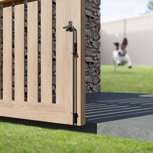 Image of 24 Inch Gate Cane Bolt Gate Ground Drop Rod, Heavy Duty Drop Rod Gate Latch for Wooden Vinyl Fence, Black Finished Cane Bolts for Gates, 1 Pack