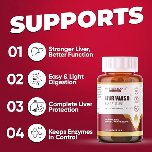 Image of Dr. Bhushan's Livr Wash Capsules | Ayurvedic Liver Cleanser & Detox | Bhumi Amla, Kalmegh, Giloy, Kutki, Turmeric & Punarnava | Supports Fatty Liver, Jaundice & Healthy Digestion - 60 Capsules