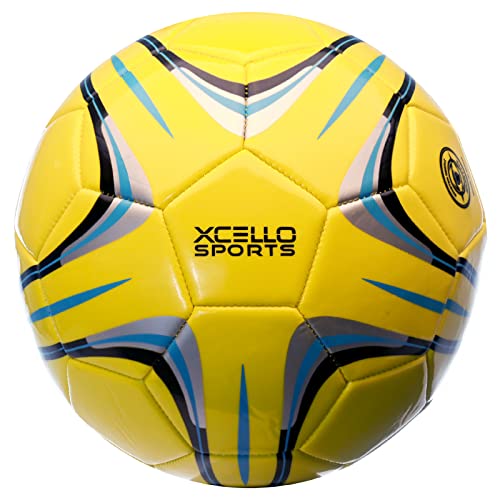 Xcello Sports Size 5 Soccer Ball 2 Pack (Blue/Silver, Yellow/Blue) W/Pump #TOP6