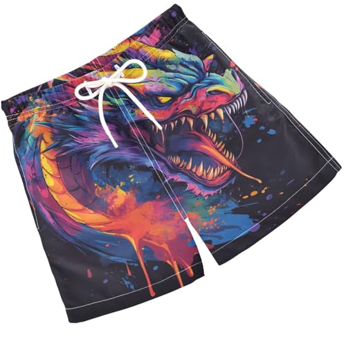 Pigsaly Boys Swim Trunks Angry Dragon Animals Boys Board Shorts Swimsuit Swimwear Summer Bathing Suit XS Multicolor