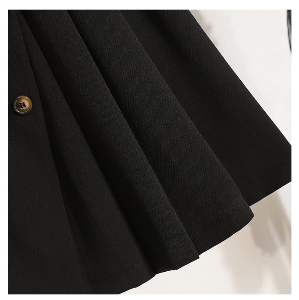 Röcke Damen,Damen-Minirock, Schwarz, Elastischer Bund, Knopffaltenröcke Mit Schlitz, A-Linie, Geraffter Lagenrock Mit Hose, Lässiger Kurzer Rock Für Mädchen, Damen, XXL