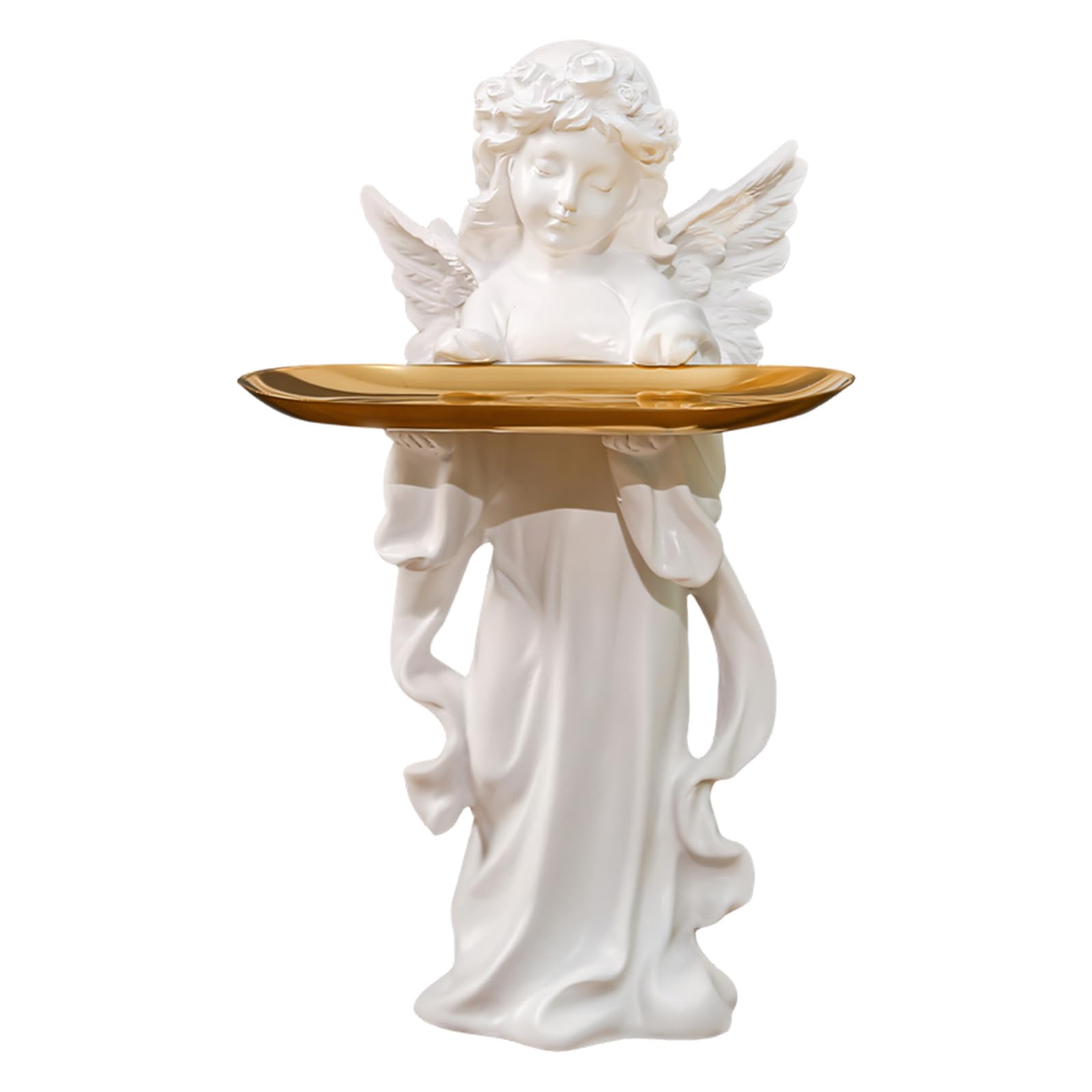 TFAOYS Stylish Resin Angelic Figurine with Trinket Storage Tray Multipurpose Storage Solution for Jewelry and Accessories Cosmetic Organizers