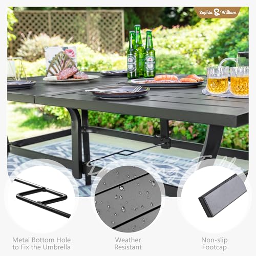 Image of Sophia & William Outdoor Dining Set for 6 Patio Dining Sets 7 Pieces Outdoor Table and Chairs Set with Swivel Patio Chairs 60 inchx 38 inch Metal Table for Garden Pool All Weather (Grey)