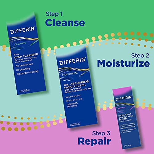Image of Differin Acne Face Wash with 5% Benzoyl Peroxide, Daily Deep Cleanser by the makers of Differin Gel, Gentle Skin Care for Acne Prone Sensitive Skin, 4 oz (Packaging May Vary) (Pack of 2)