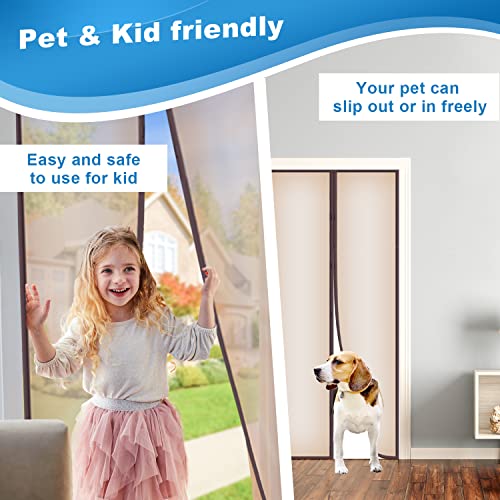 Insulated Door Curtain, [Upgrade Eva] Magnetic Thermal Insulated Door Cover To Keep Temperature For Room/Kitchen, Keep Draft Air Out, Self Sealing, Hands Free, Pet/Kids Friendly - 34"X82" #TOP3