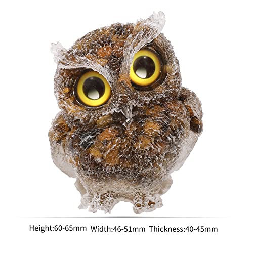 Nupuyai 2.4" Tiger's Eye Owl Bird Carved Crystal Animal Statue Ornament, Resin Chip Stones Pocket Figurine Energy Healing Home Office Decor - Image 2