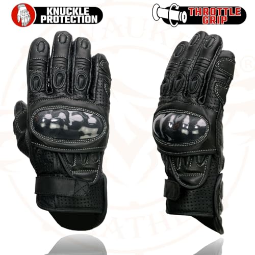 Image of Milwaukee Leather Men's Premium Leather Motorcycle Racing Gloves - Hand Protection, Gel Palm, Adjustable Fit - Small