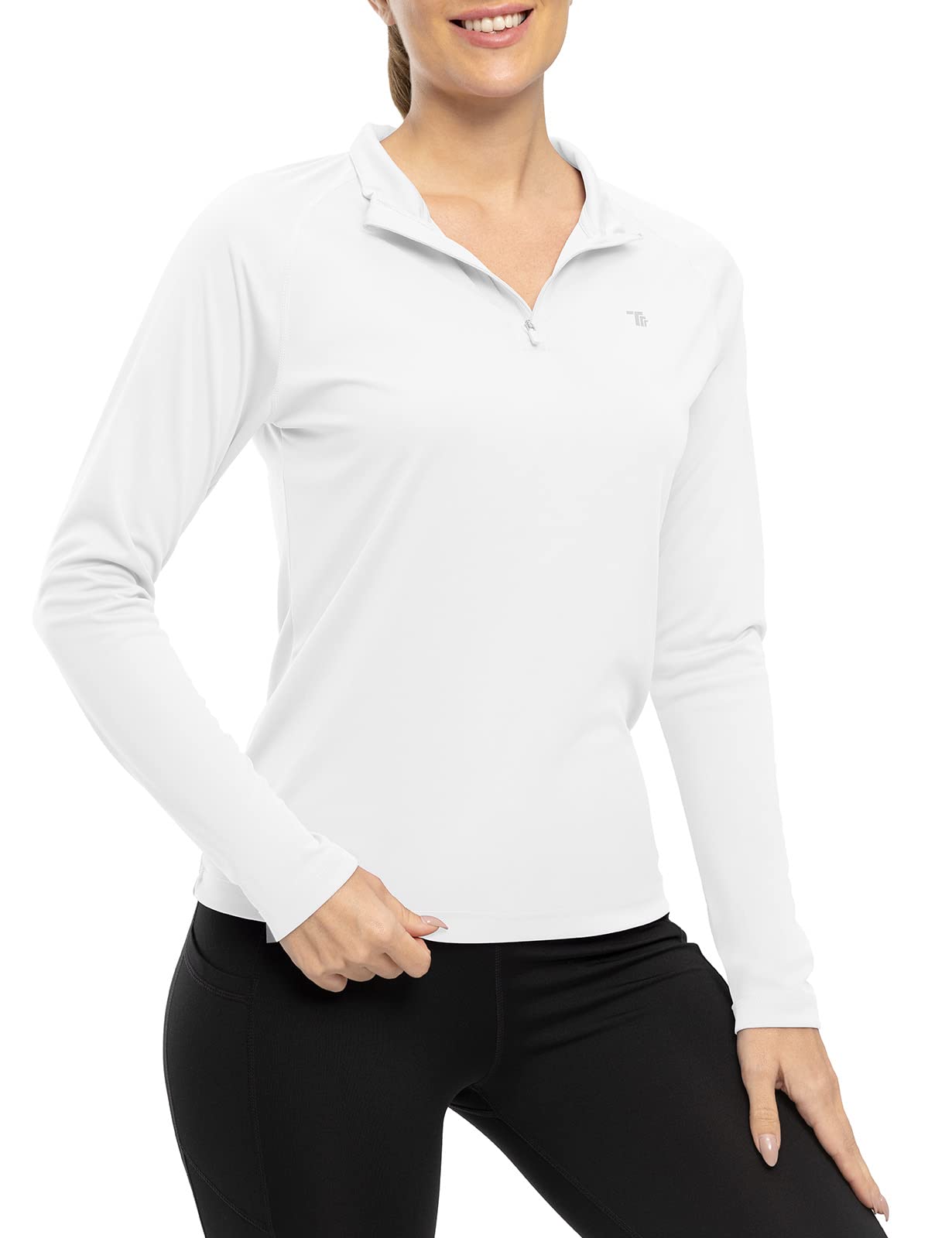 RdrukoWomen's Hiking Shirts Quick Dry Long Sleeve UPF 50+ Sun Protection Quarter Zip Outdoor Athletic Shirts