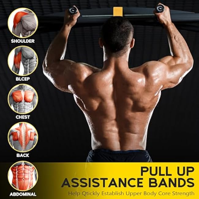 Pull Up Assistance Bands, Adjustable Heavy Duty Resistance Band for Pull Up, 3 Pull Up Bands, Comfortable Fabric Feet/Knee Rest, Assistance Bands for Pull-Up, Home Fitness, Body Stretching