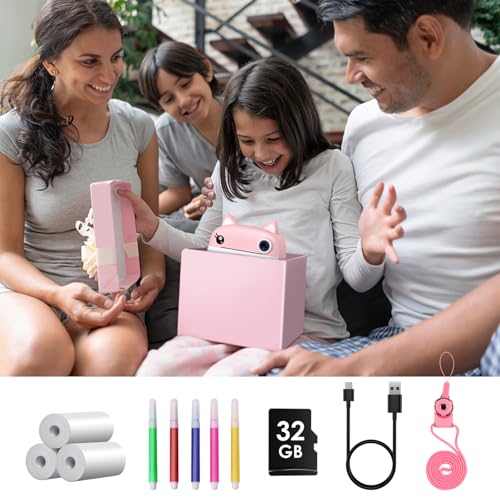 Image of Kids Camera Instant Print, 3.0 inch HD Screen Kids Instant Cameras, Christmas Birthday Gifts for Girls Boys 3 4 5 6 7 8 9 10 Year Old, Portable Toddler Travel Toys with 32GB Card & 3 Rolls Printer Paper