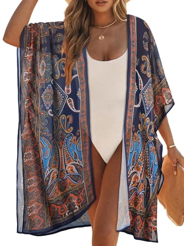 Image of Women's Kimono Swimsuit Coverups Summer Beach Loose Cardigans for Swimwear