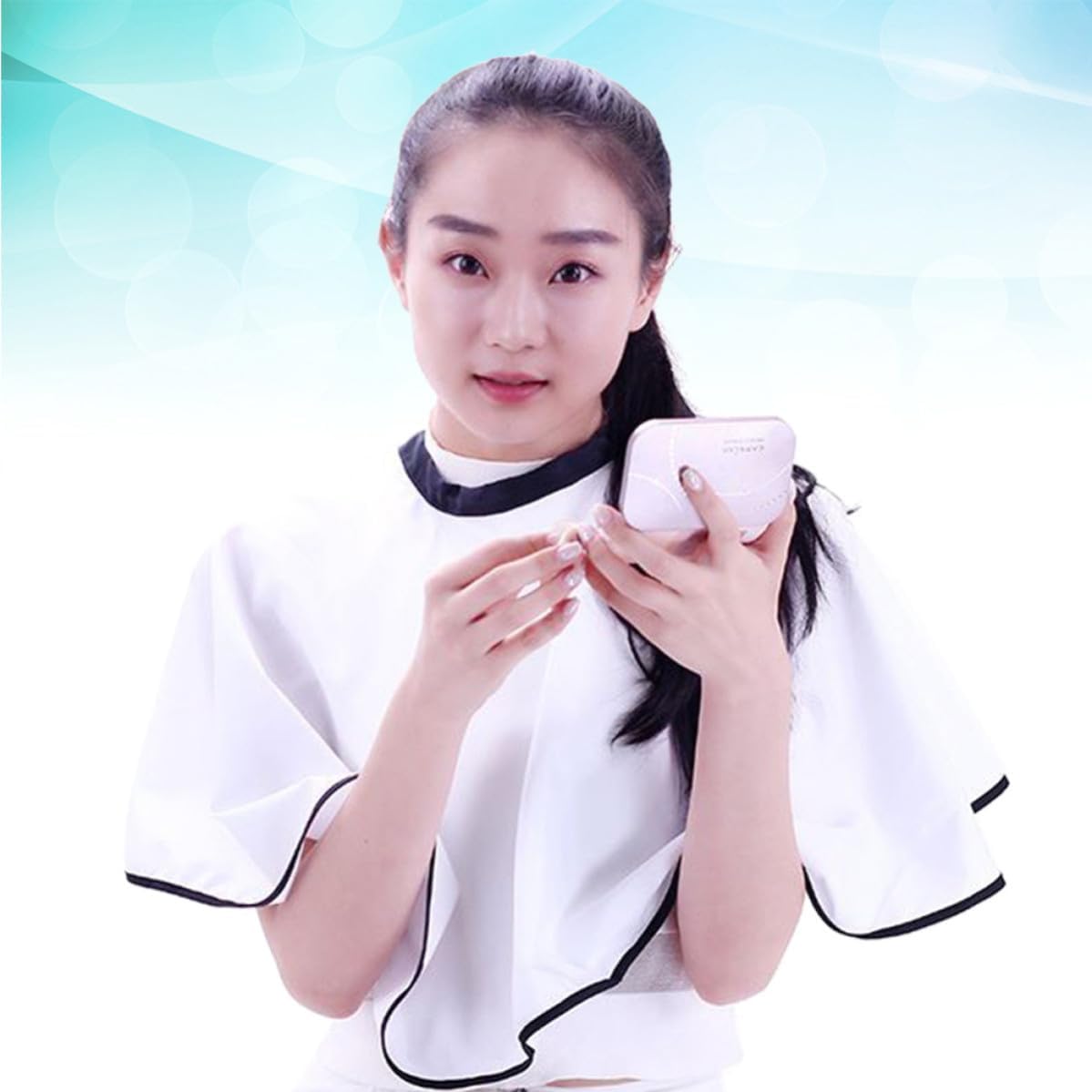White Hairdressing Cape Barber Apron Hair Cutting Cloak with Moderate Thickness and Easy to Carry, Stylish Hair Styling Cape for Salon and Home Use
