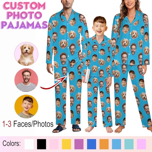 Custom Face Pajamas Set for Women Men, Personalized Pajamas Matching Sets with Face Photo, Customized Pjs Gifts for Christmas2