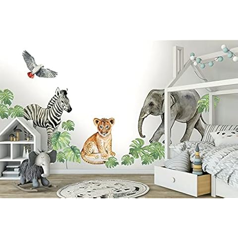 Safari Big Wall Decal Set Kids Removeable for Children's Bedroom Nursery Novelty Stickers Cover