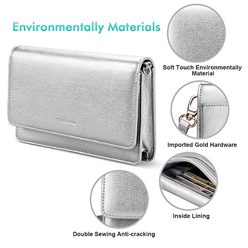 Image of nuoku Women Small Crossbody Bag Cellphone Purse Wallet with RFID Card Slots 2 Straps Wristlet