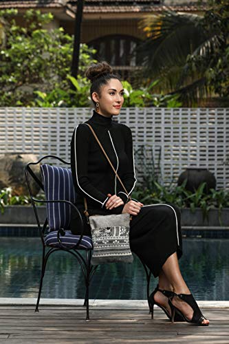 Myra Bag Runner Upcycled Canvas & Cowhide Crossbody Bag S-14522