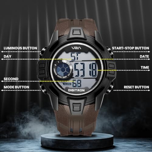 Image of V2A Digitron 2117 Sports Watch for Men & Boys | Alarm, Stopwatch, 12 /24H | 3 ATM Water Resistant | Luminous Display | Gifts for Men & Boys