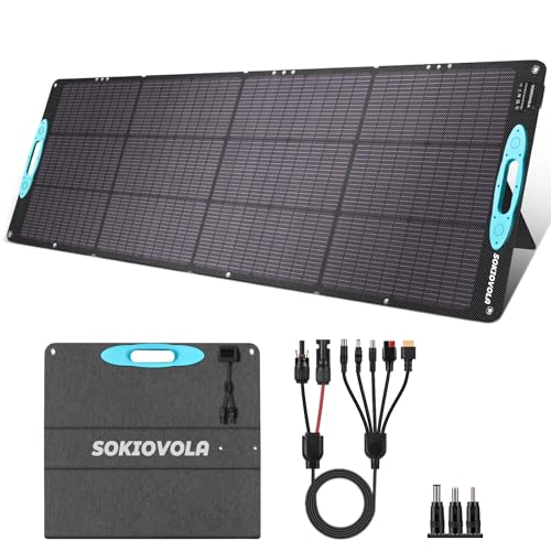 Image of SOKIOVOLA 200W Portable Solar Panels for Power Station, IP68 Waterproof ETFE Foldable Solar Panel Kit 25% High Conversion Efficiency Solar Panel for Camping Outdoor RV Blackout