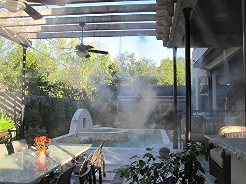 mistcooling 1000 PSI Misting System - 1000 PSI Misting Pump - High Pressure, Finer Mist Spray - Stainless Steel Misting Nozzles - Oil Less Misting Pump (20 Nozzles - 50 Ft Tubing)