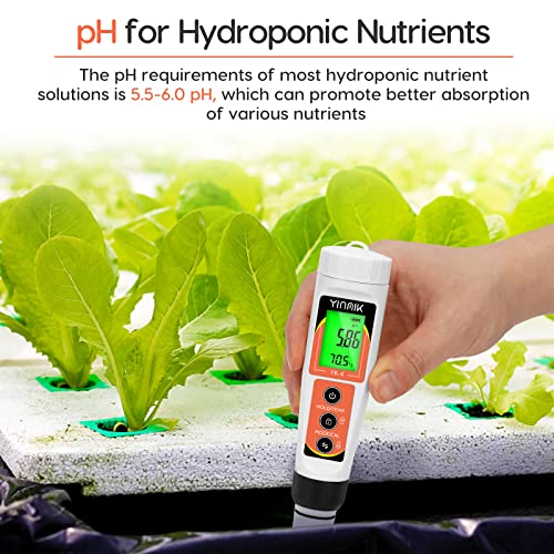 image for YINMIK PH Meter, Digital 4 in 1 PH EC TDS Temp Meter for Water Hydropo