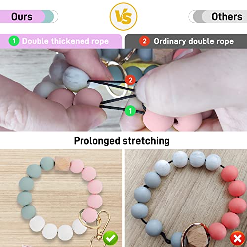 Bilione Beaded Wristlet Keychain For Women, Cute Key Ring Bracelet With Leather Tassel, Car Key Holder Keychain #TOP3