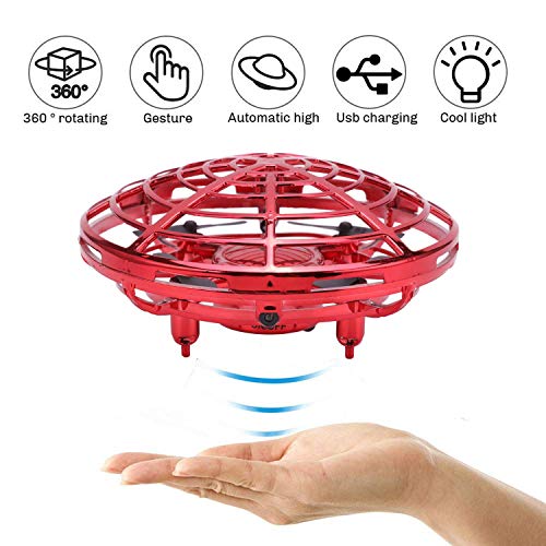 Jamisonme Avoid Hand-Operated Mini Drone,USB Auto-Avoid Obstacles Quadcopter with 360°Rotating Helicopter Interactive Infrared Induction Helicopter Ball Suitable for Kids and Adults (Red)