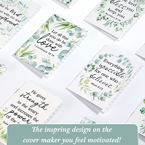 24 Packs Bible Verse Notebook Religious Motivational Notepads Small Pocket Journal Inspirational Notepads Green Leaves Christian Scripture Notebooks For Office School Travel Supplies, 3.5 X 5 Inch #TOP2