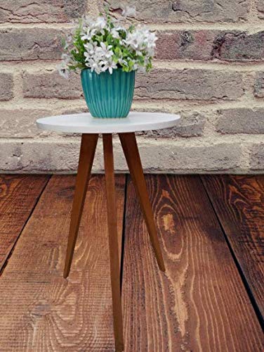 Mesa de canto apoio Redonda Pés Palito 60cm Branco