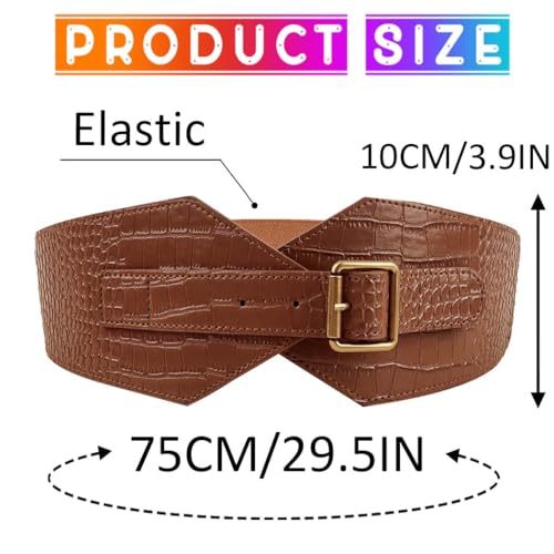 COSYDAYS Black Corset Belt Leather Wide Stretchy Waist Belts Fashion Elastic Waistband Accessories for Women4