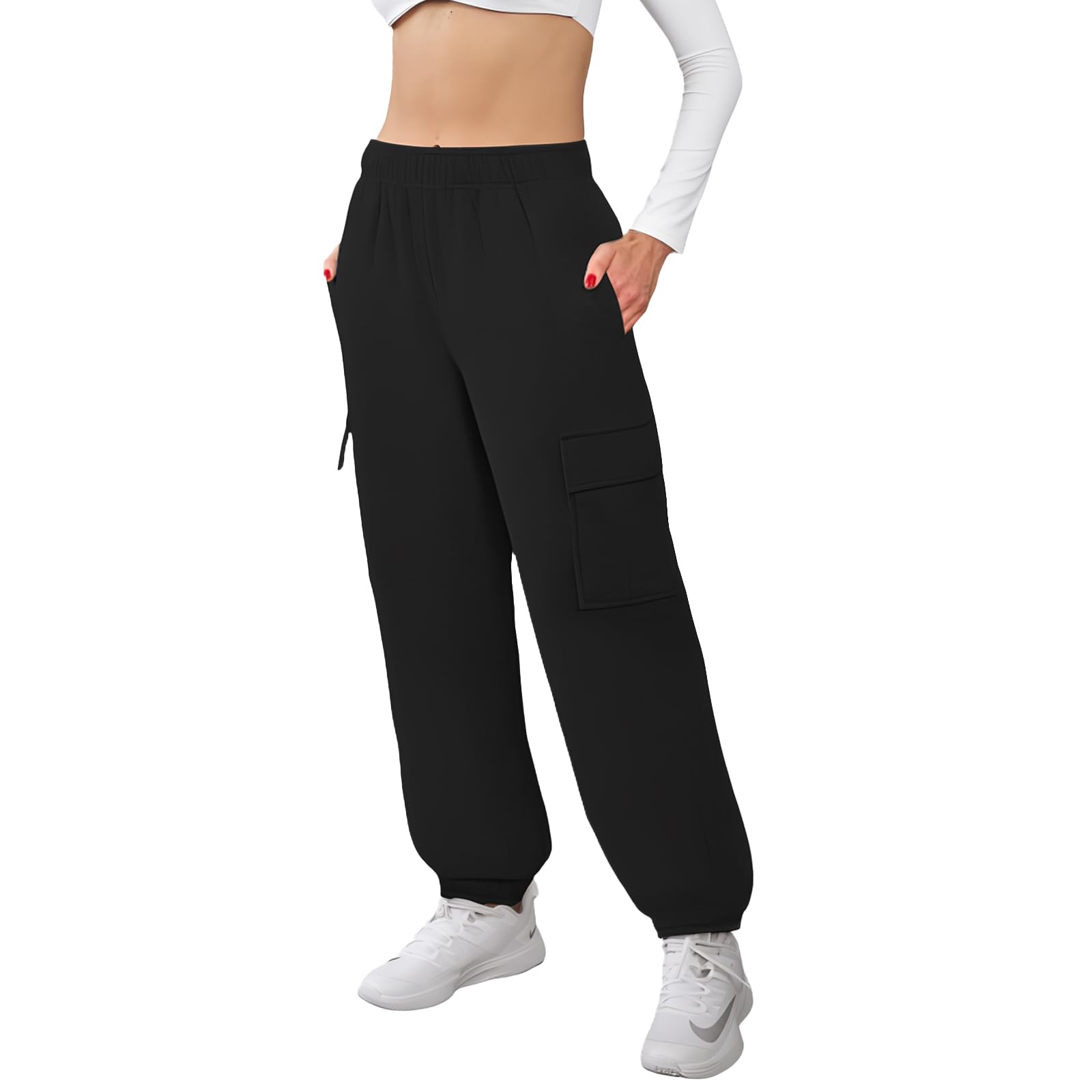 SEMARO Womens High Waisted Cargo Sweatpants Joggers Trousers Y2k Fasion Outfits with Pockets