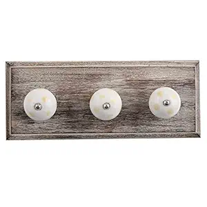 Indian-Shelf Cloth Hanger for Wall - Hooks for Hanging Plants - Home Key Holder - Wood Wall Hangings - White Wall Hangers - Dot Wall Hooks - Cloth Hanger - Door Hanger - Robe Hooks - 6 Pack [4 Inch]