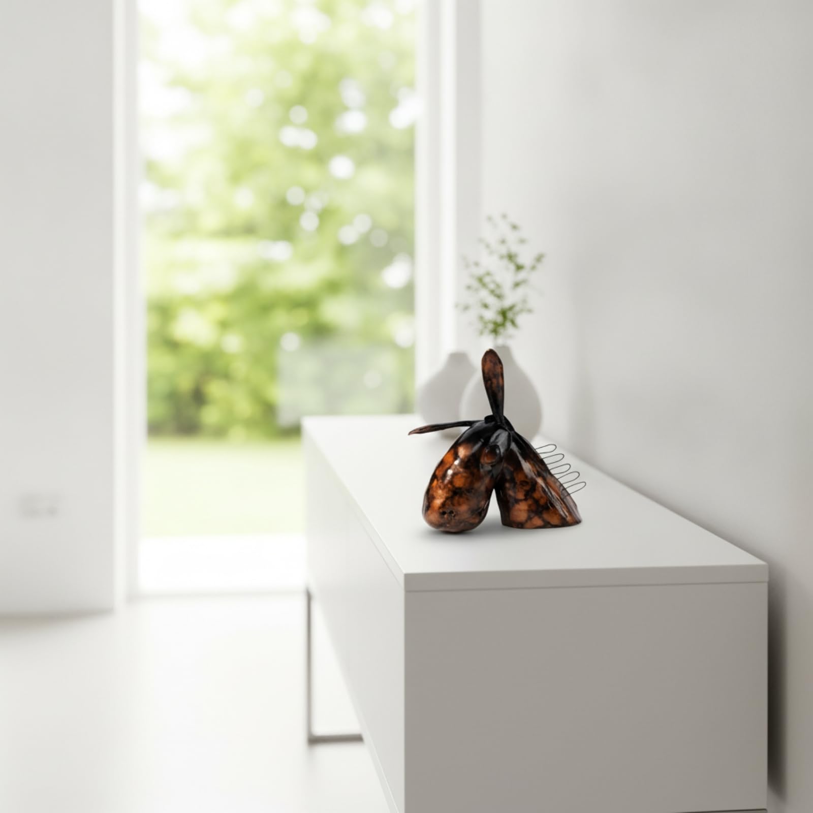 Escultura Artístico | Acabado Brillante Veteado, Figura Mesa, Minimalista, Estatua Animal, para Recibidor