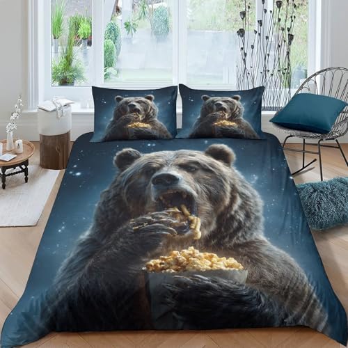 GPLZQXKJNH Juego de funda de edredón de microfibra con estampado realista en 3D, suave, transpirable, con 2 fundas de almohada, para dormitorio, decoración del hogar, tamaño individual (135 x 200 cm)
