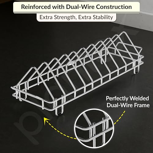 Image of Plantex Plate Stand for Kitchen Cabinet /Dish Organizer with Minor Surface Marks from Transit, Fully Quality Checked /10 Slot Plate Rack Holder (Slot - 10, Pack of 1)