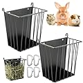 LUAVIARU Upgrades 2pcs Hay Feeder Rabbit - Guinea Pig - Metal Frame Hay Rack with Adjustable Hook - Less Wasted - for Guinea Pig, Bunny, Chinchilla Cage Accessories - Bunny Feeder