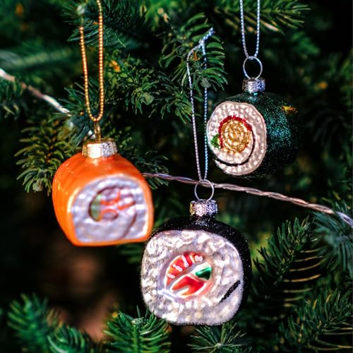 Amanman mundgeblasenem Glas Sushi Ornamente Set von 3 - Lachs, Kaviar &...