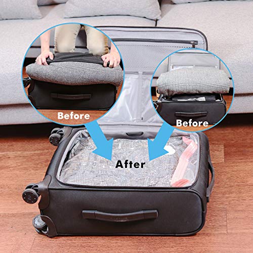 Rainbow Craft 24-PACK Vacuum Storage Bags for Cloths Space Saver Vacuum Bags for Blanket Including 2pc X-Jumbo, 5pc Jumbo, 4pc Large, 4pc Medium&9pc Hand Roll Cloth Bags - with FREE Dual Pump