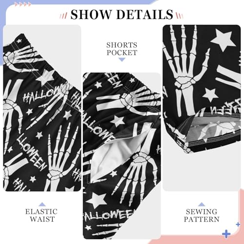 Halloween Skull Hand Boys Long Pants Soft Trousers Elastic Waist Kids Lounge Bottoms with Pockets S-XL4